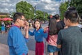 MickeyÃ¢â¬â¢s Storybook Express`s Parade at Shanghai Disneyland in Shanghai, China